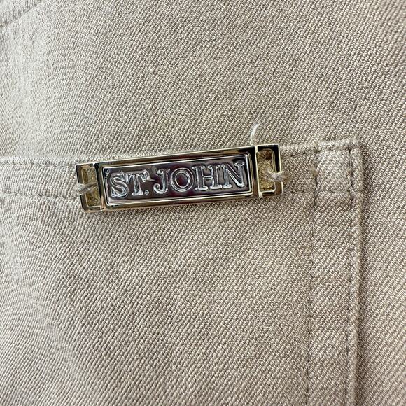 ST JOHN Pants Womens 4 Straight Leg Stretch 5 Pocket Tan Camel Casual Office - Picture 7 of 14